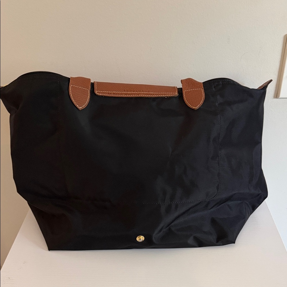 Longchamp Black Tote with Brown Leather Accents - Picture 2 of 5